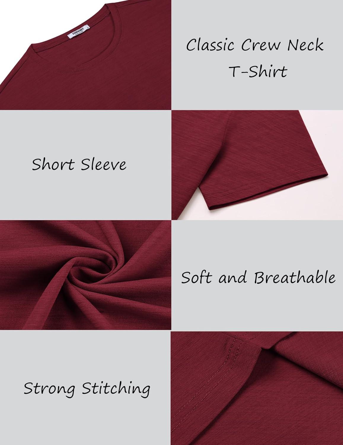 imageCOOFANDY Mens Crew Neck T Shirt Short Sleeve Casual Summer Basic Tee Muscle Slim Fit Workout TShirtWine Red