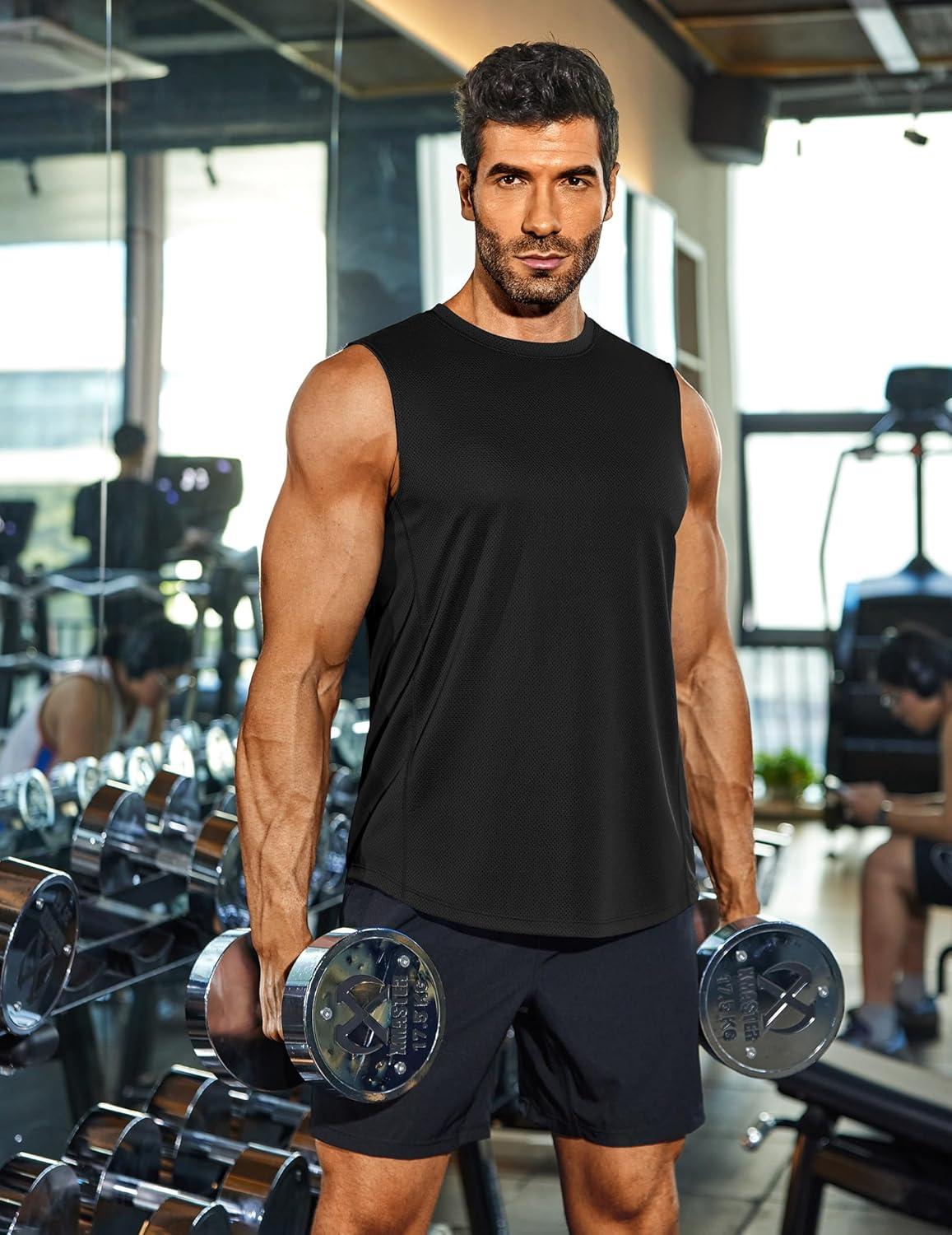 imageCOOFANDY Mens Workout Gym Tank Tops Dry Fit Pack Sleeveless Muscle Shirts Breathable Running TankBlackBlack