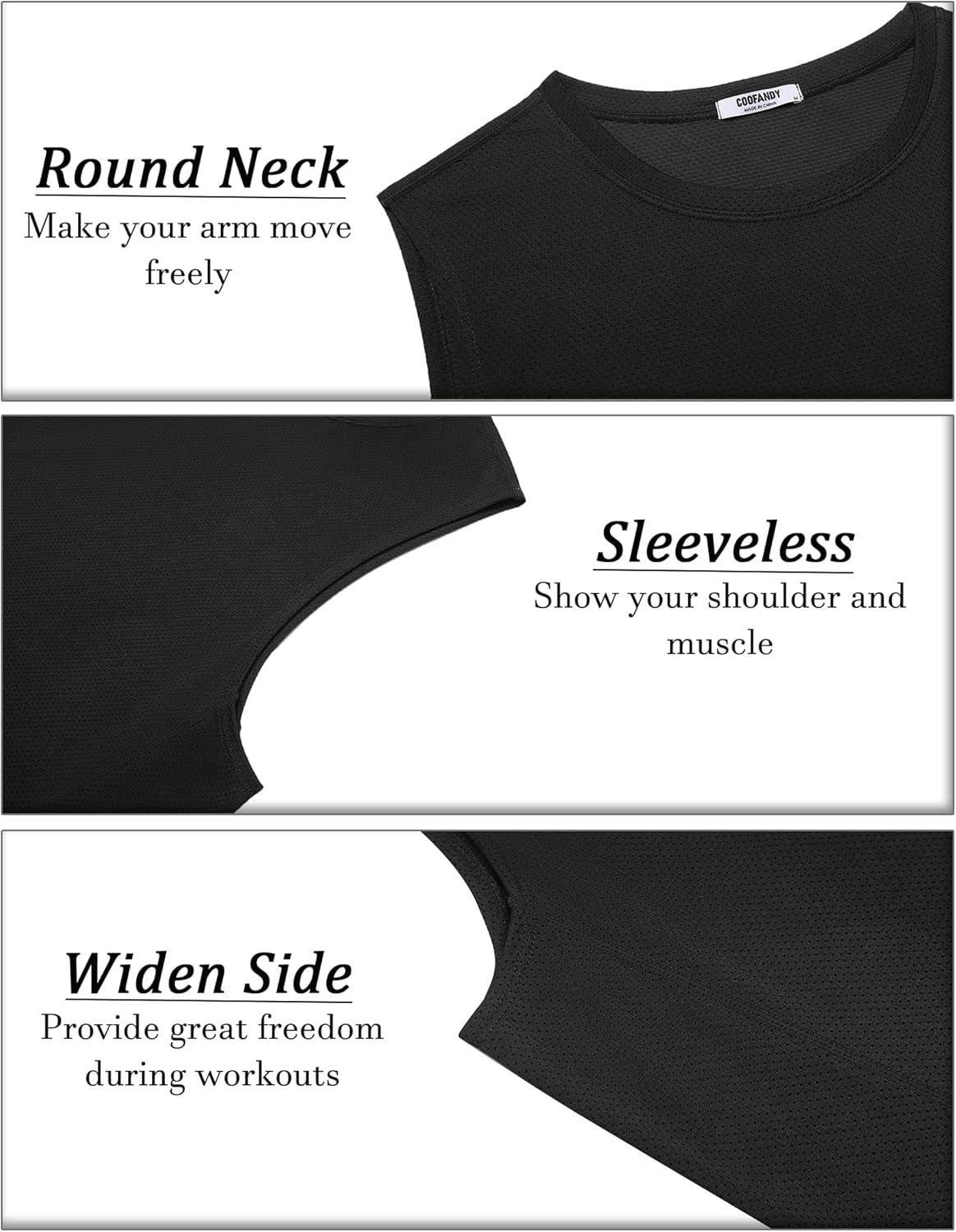 imageCOOFANDY Mens Workout Gym Tank Tops Dry Fit Pack Sleeveless Muscle Shirts Breathable Running TankBlackBlack