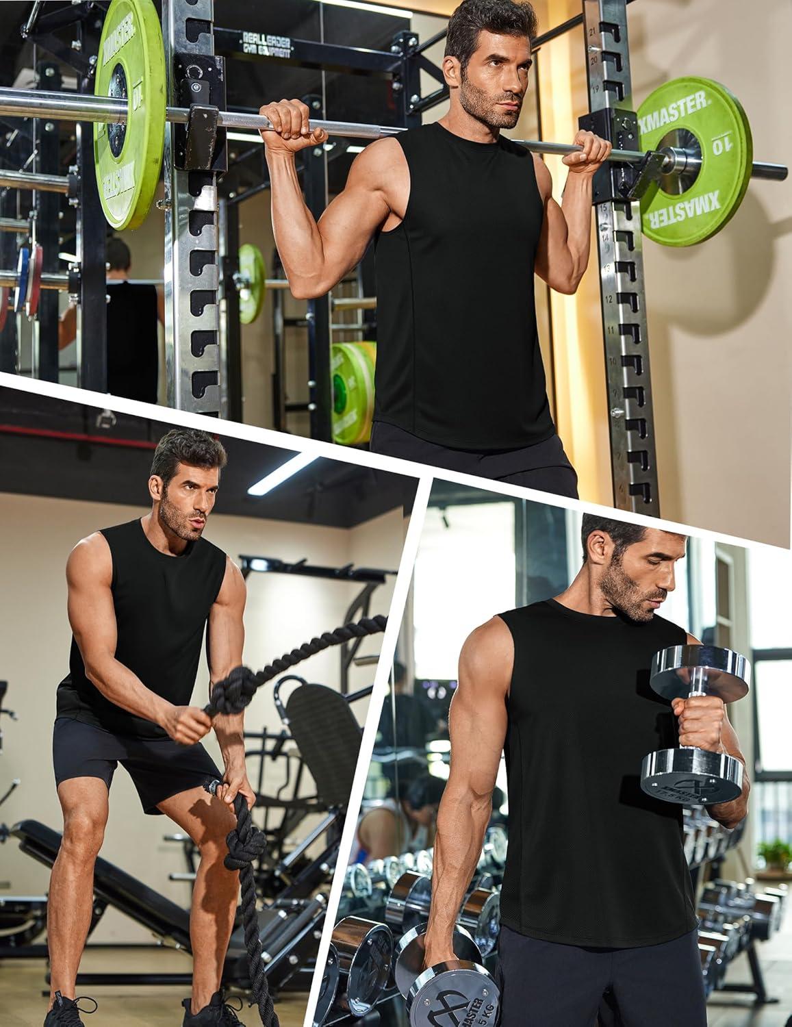 imageCOOFANDY Mens Workout Gym Tank Tops Dry Fit Pack Sleeveless Muscle Shirts Breathable Running TankBlackBlack