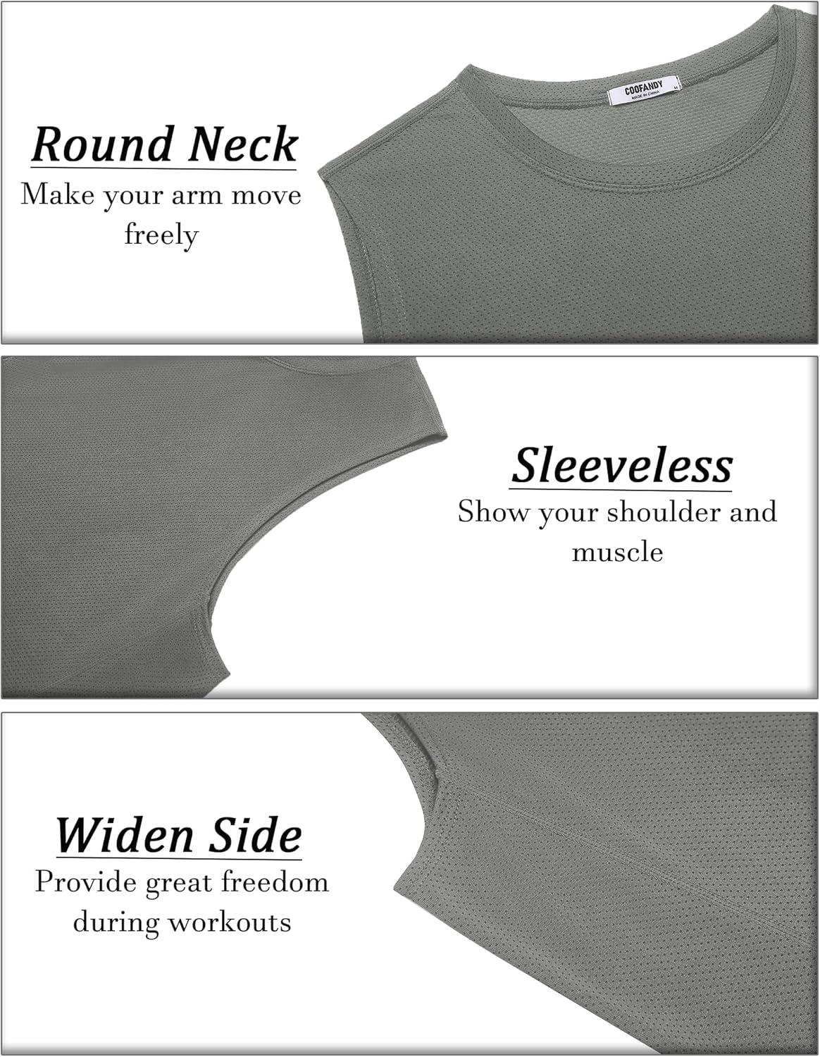 imageCOOFANDY Mens Workout Gym Tank Tops Dry Fit Pack Sleeveless Muscle Shirts Breathable Running TankBlackLight Gray