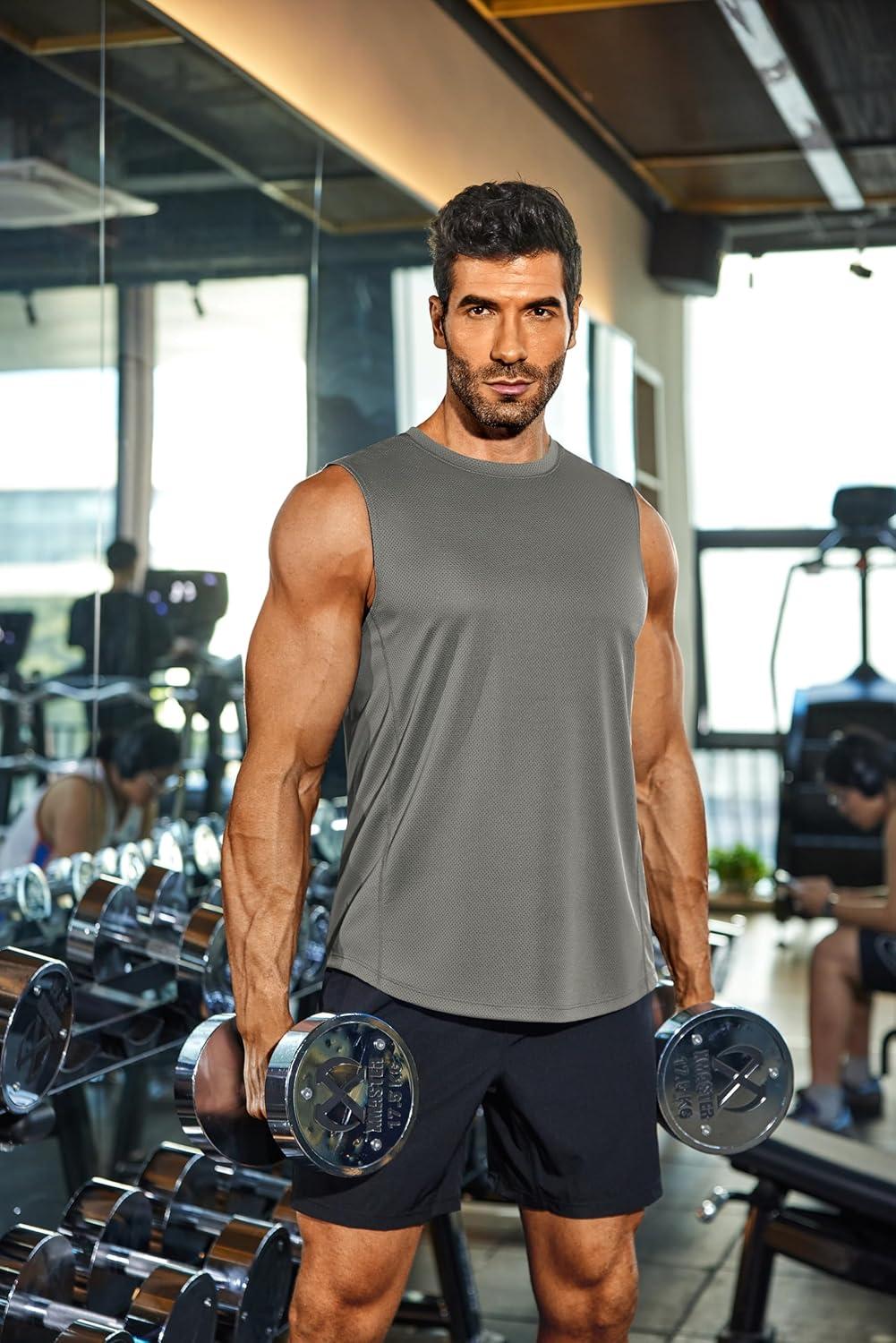 imageCOOFANDY Mens Workout Gym Tank Tops Dry Fit Pack Sleeveless Muscle Shirts Breathable Running TankBlackLight Gray