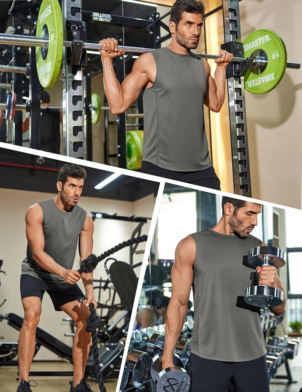 imageCOOFANDY Mens Workout Gym Tank Tops Dry Fit Pack Sleeveless Muscle Shirts Breathable Running TankBlackLight Gray