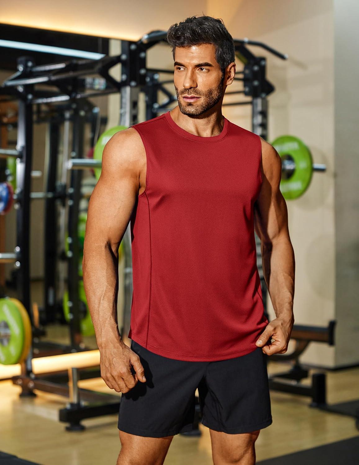 imageCOOFANDY Mens Workout Gym Tank Tops Dry Fit Pack Sleeveless Muscle Shirts Breathable Running TankBlackRed