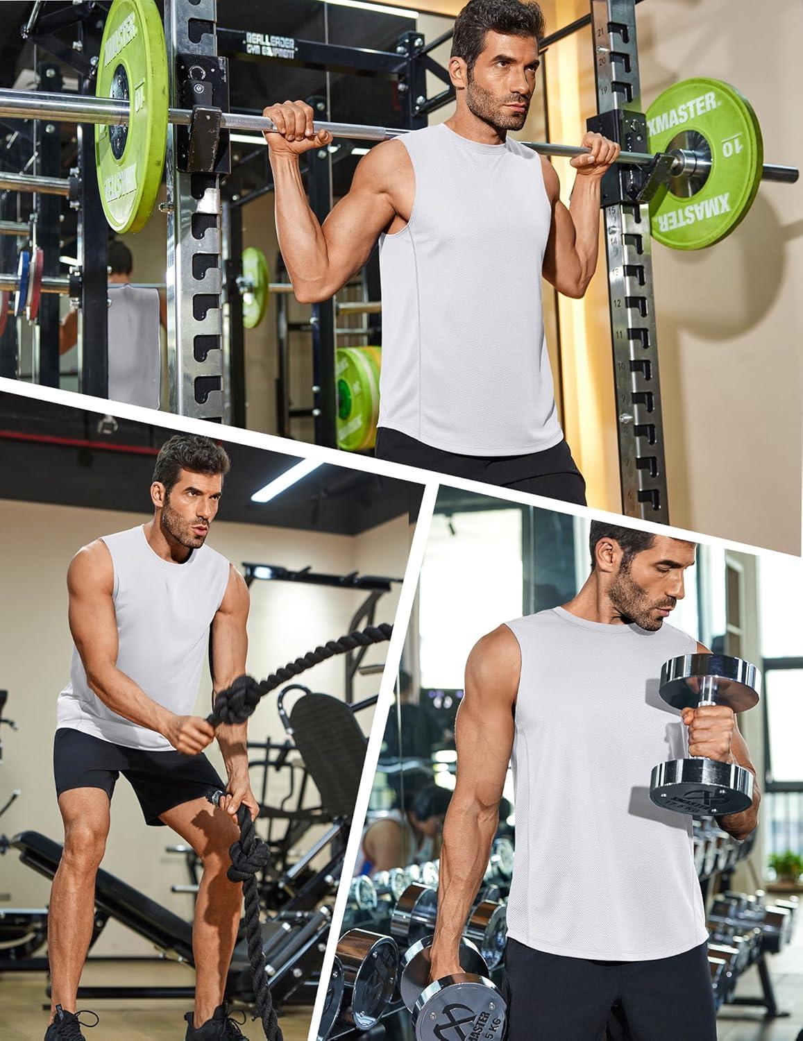 imageCOOFANDY Mens Workout Gym Tank Tops Dry Fit Pack Sleeveless Muscle Shirts Breathable Running TankBlackWhite