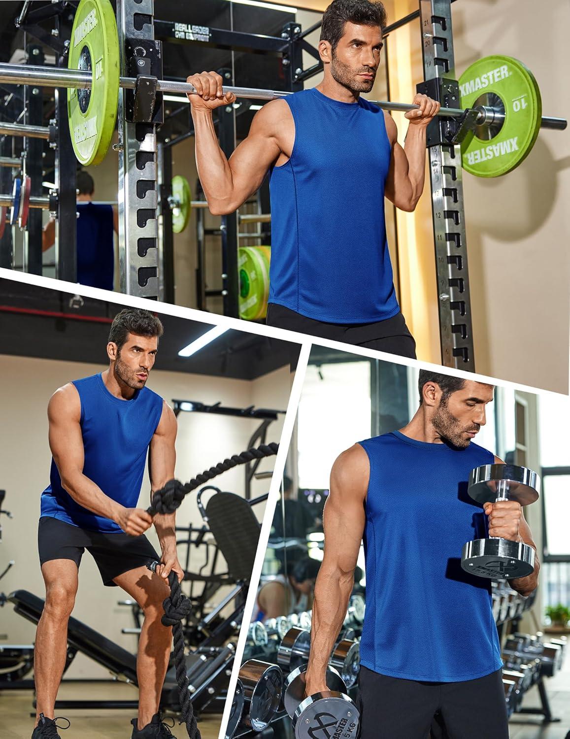 imageCOOFANDY Mens Workout Gym Tank Tops Dry Fit Pack Sleeveless Muscle Shirts Breathable Running TankBlueRed