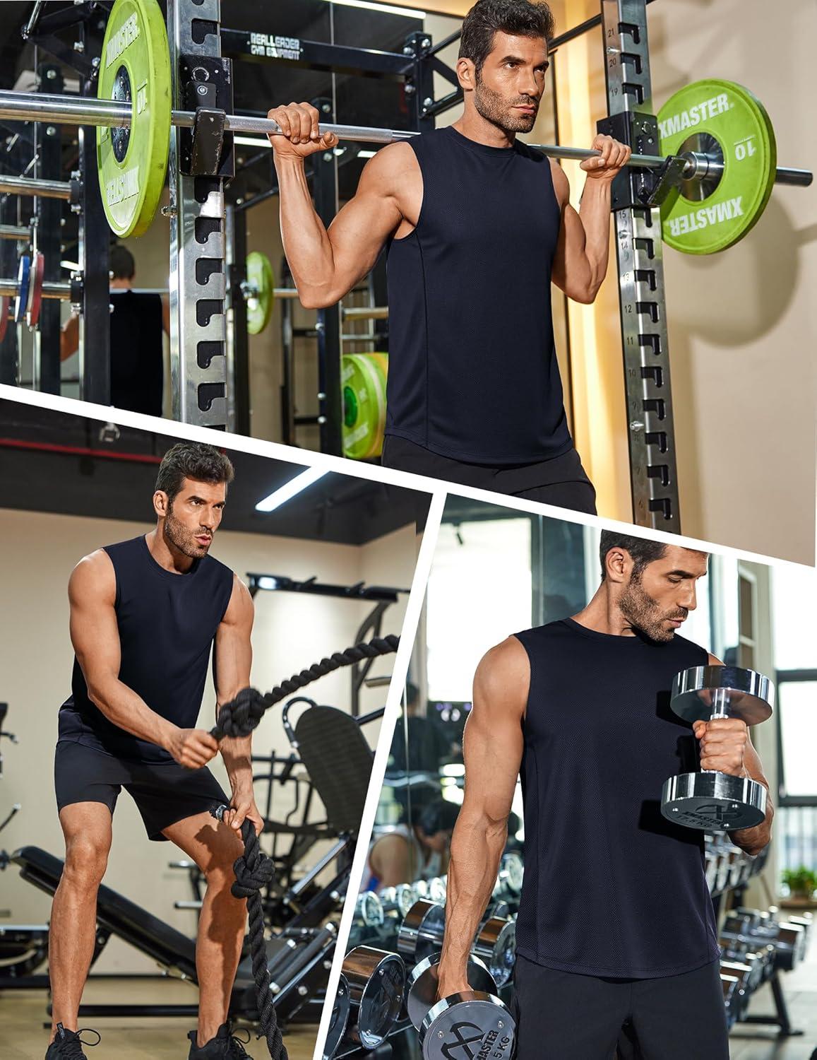 imageCOOFANDY Mens Workout Gym Tank Tops Dry Fit Pack Sleeveless Muscle Shirts Breathable Running TankNavy BlueBlue