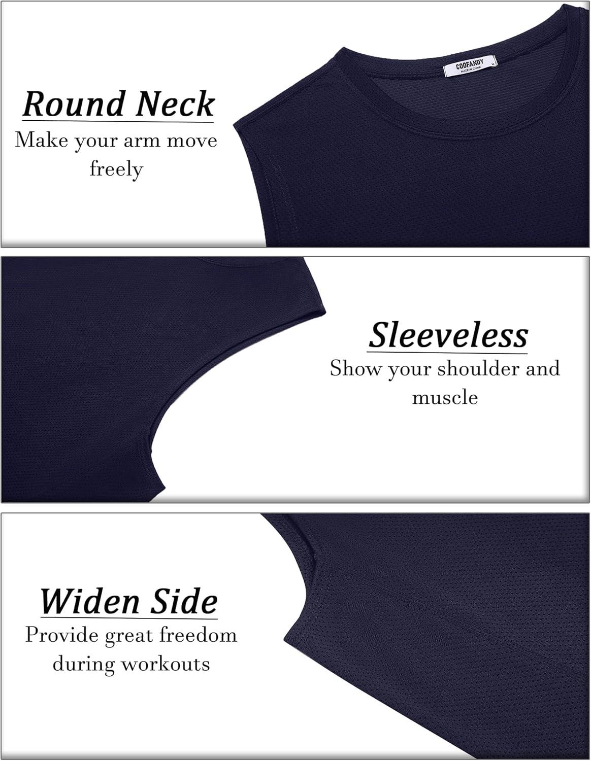 imageCOOFANDY Mens Workout Gym Tank Tops Dry Fit Pack Sleeveless Muscle Shirts Breathable Running TankNavy BlueBlue