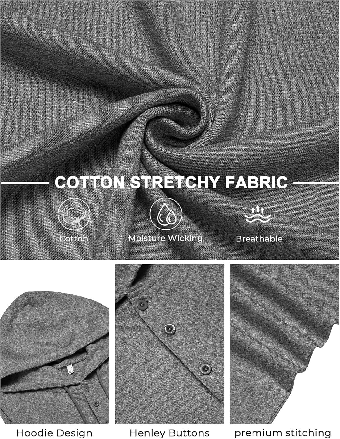imageCOOFANDY Mens Workout Hooded Tank Tops Sleeveless Gym Hoodies Cotton Muscle Cut Off Shirt Bodybuilding Henley ShirtsDark Grey