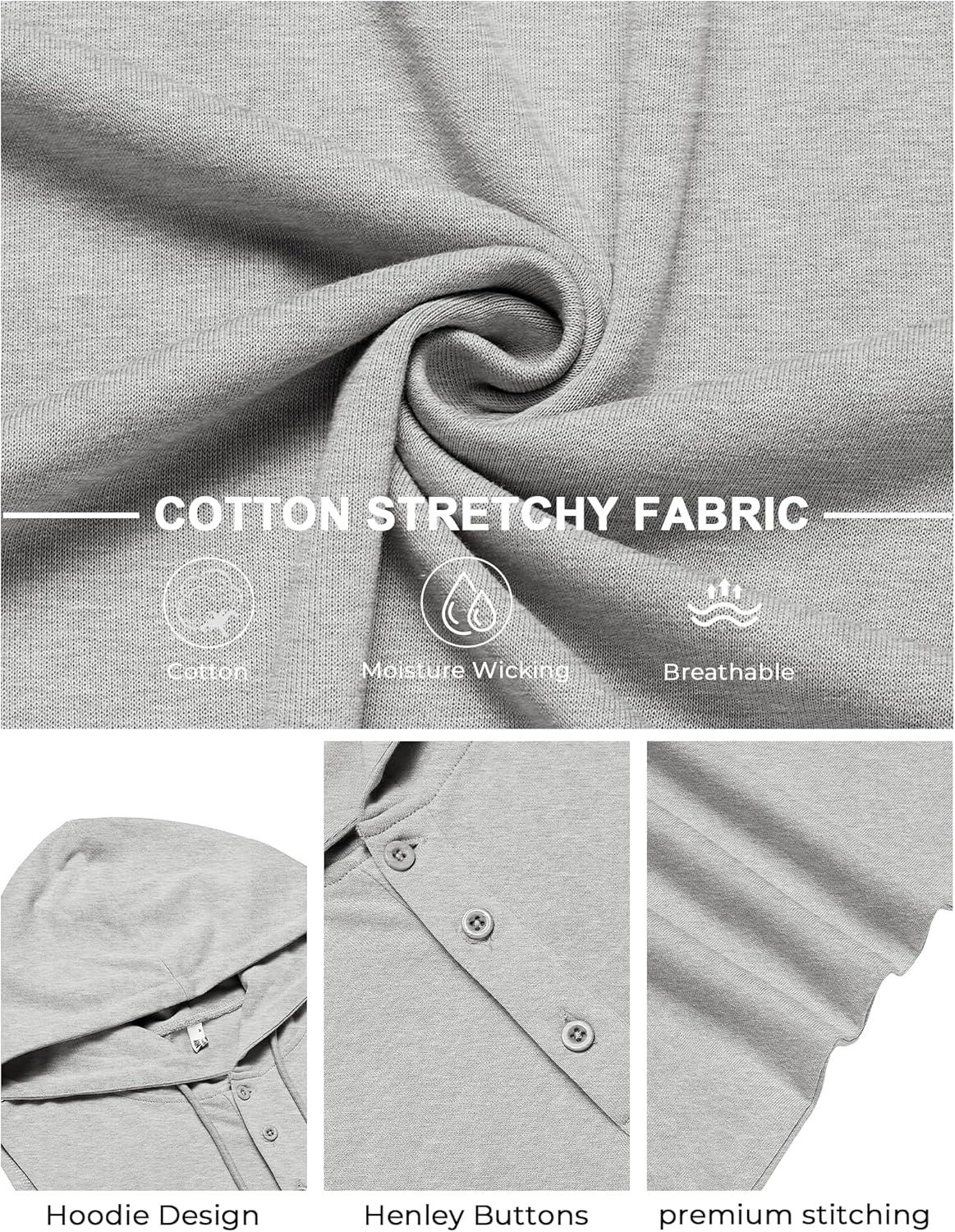 imageCOOFANDY Mens Workout Hooded Tank Tops Sleeveless Gym Hoodies Cotton Muscle Cut Off Shirt Bodybuilding Henley ShirtsLight Grey