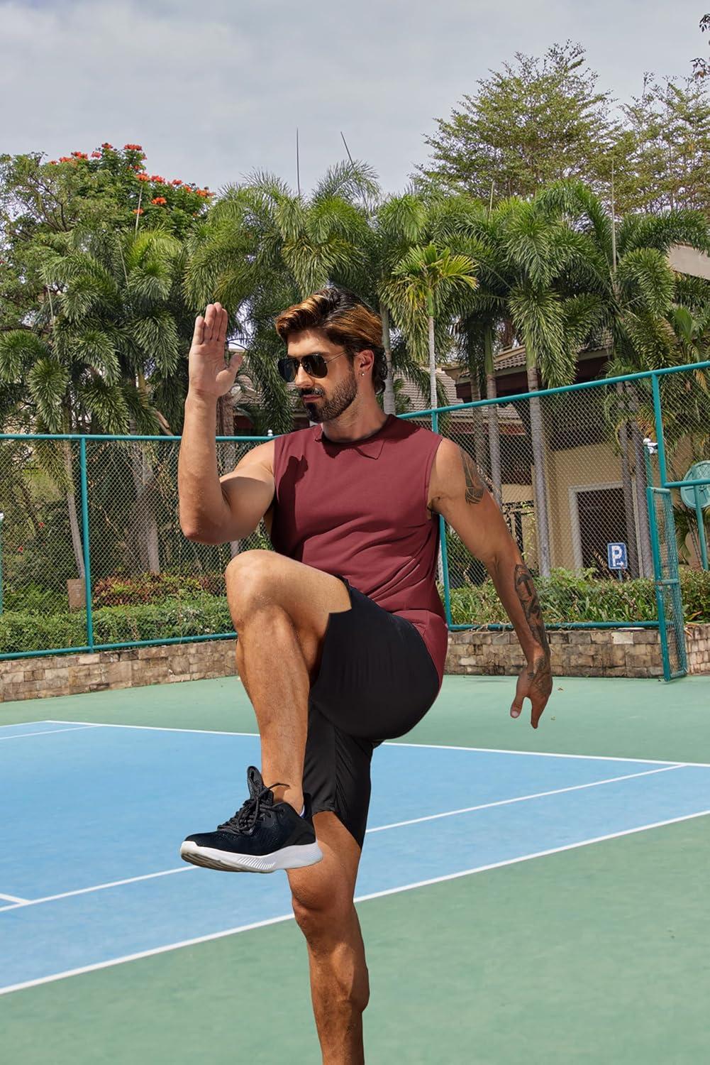 imageCOOFANDY Mens Workout Tank Tops Cotton 3 Pack Soft Muscle Shirt Sleeveless Classic T Shirts Gym Athletic TankBlackMedium Grey Wine Red