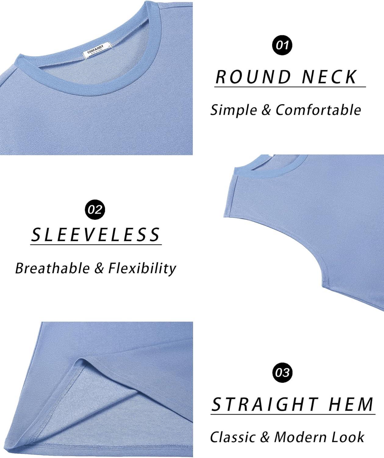 imageCOOFANDY Mens Workout Tank Tops Cotton 3 Pack Soft Muscle Shirt Sleeveless Classic T Shirts Gym Athletic TankWhiteLight Blue