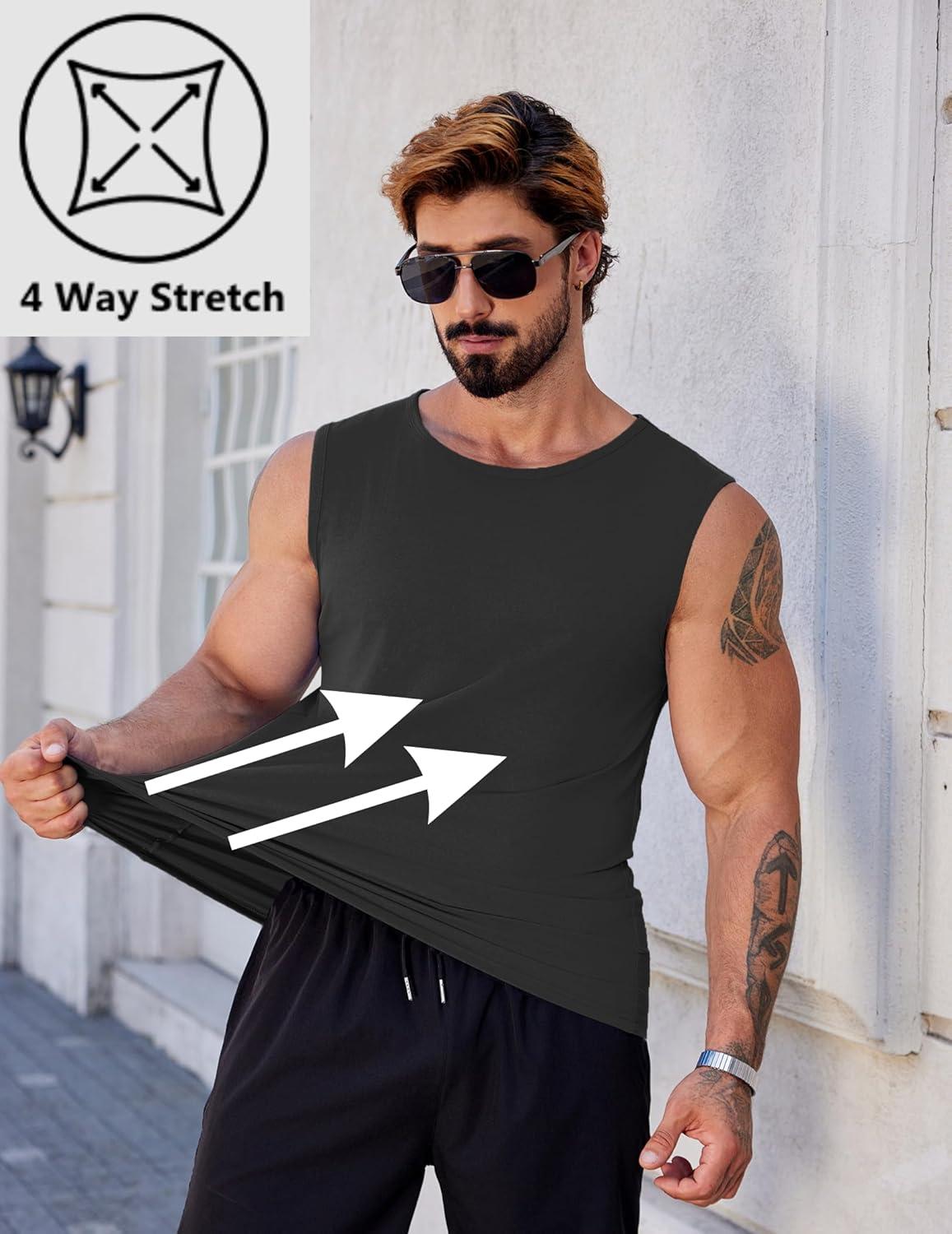 imageCOOFANDY Mens Workout Tank Tops Pack Dry Fit Sleeveless Muscle Gym Shirts Stretch Bodybuilding TeeBlack