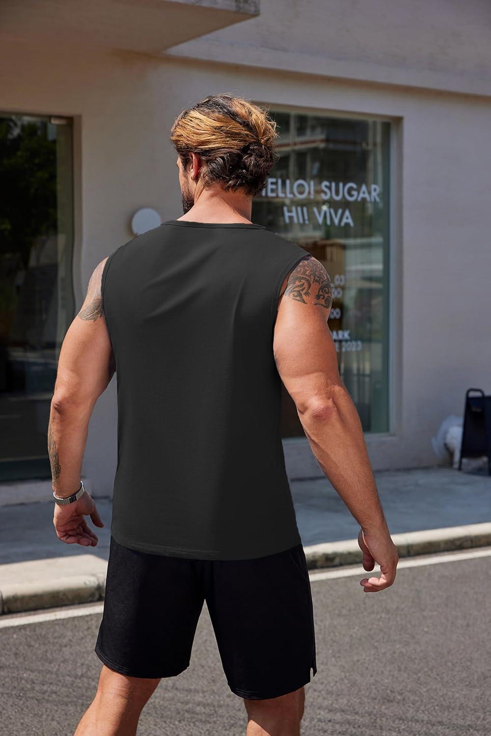 imageCOOFANDY Mens Workout Tank Tops Pack Dry Fit Sleeveless Muscle Gym Shirts Stretch Bodybuilding TeeBlack
