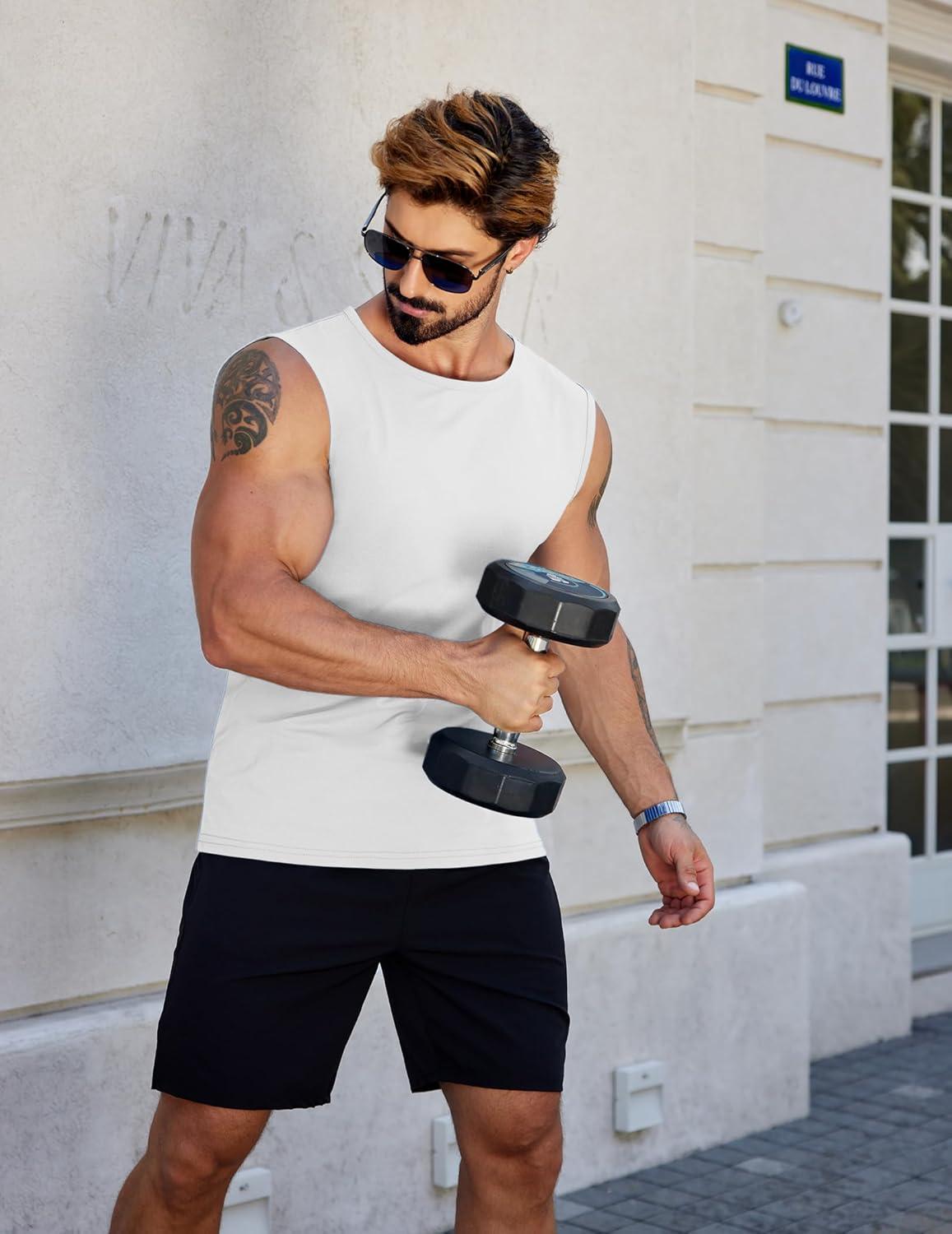 imageCOOFANDY Mens Workout Tank Tops Pack Dry Fit Sleeveless Muscle Gym Shirts Stretch Bodybuilding TeeBlackwhite