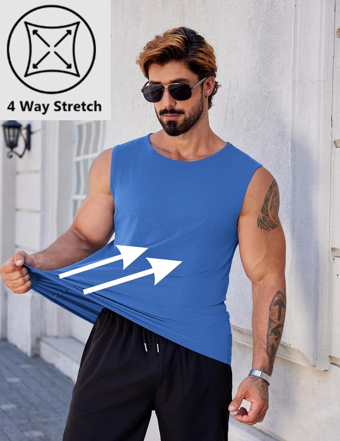 imageCOOFANDY Mens Workout Tank Tops Pack Dry Fit Sleeveless Muscle Gym Shirts Stretch Bodybuilding TeeBlue