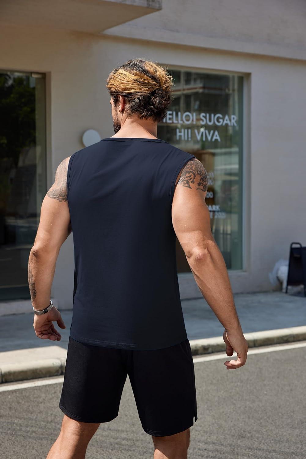 imageCOOFANDY Mens Workout Tank Tops Pack Dry Fit Sleeveless Muscle Gym Shirts Stretch Bodybuilding TeeNavy