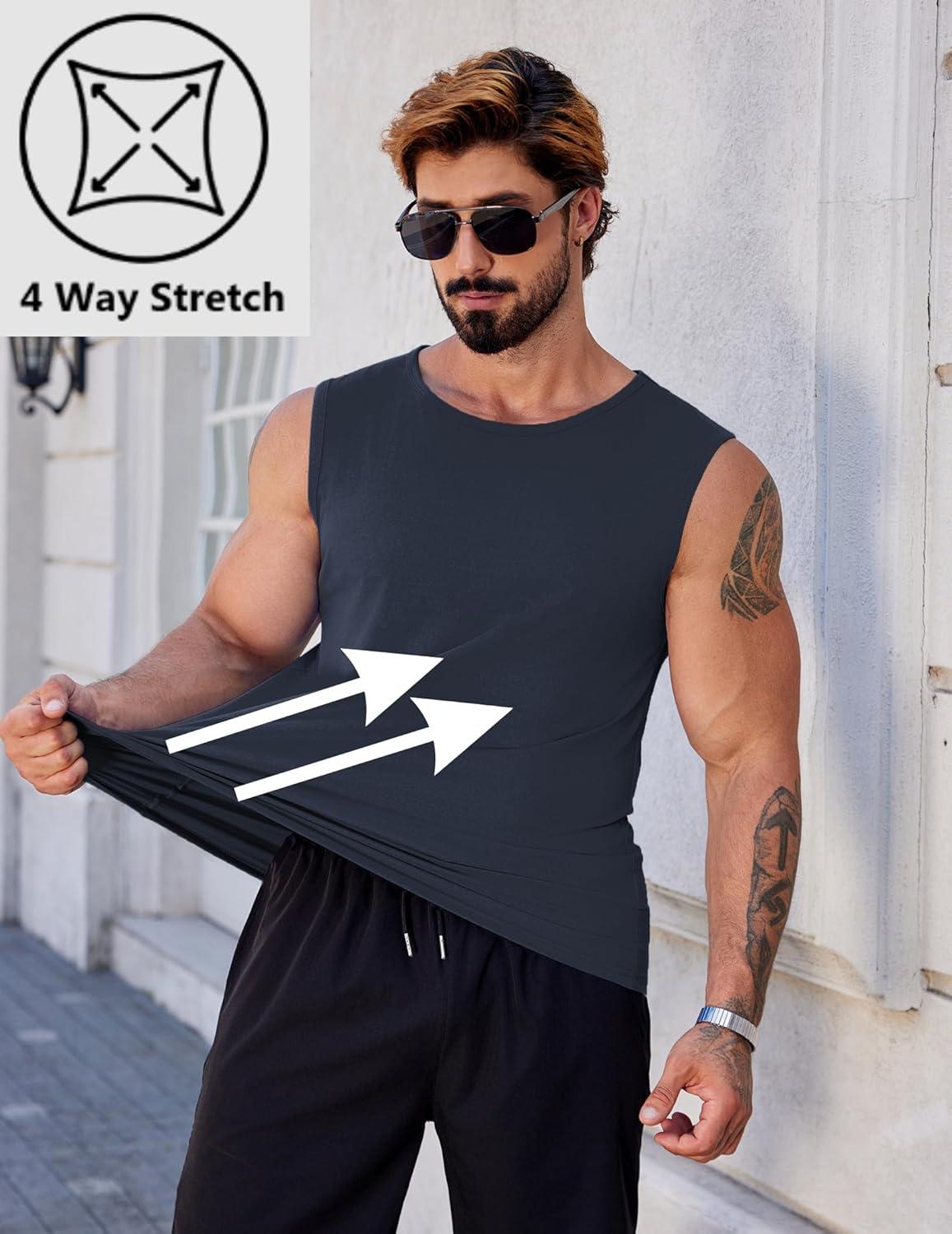 imageCOOFANDY Mens Workout Tank Tops Pack Dry Fit Sleeveless Muscle Gym Shirts Stretch Bodybuilding TeeNavy