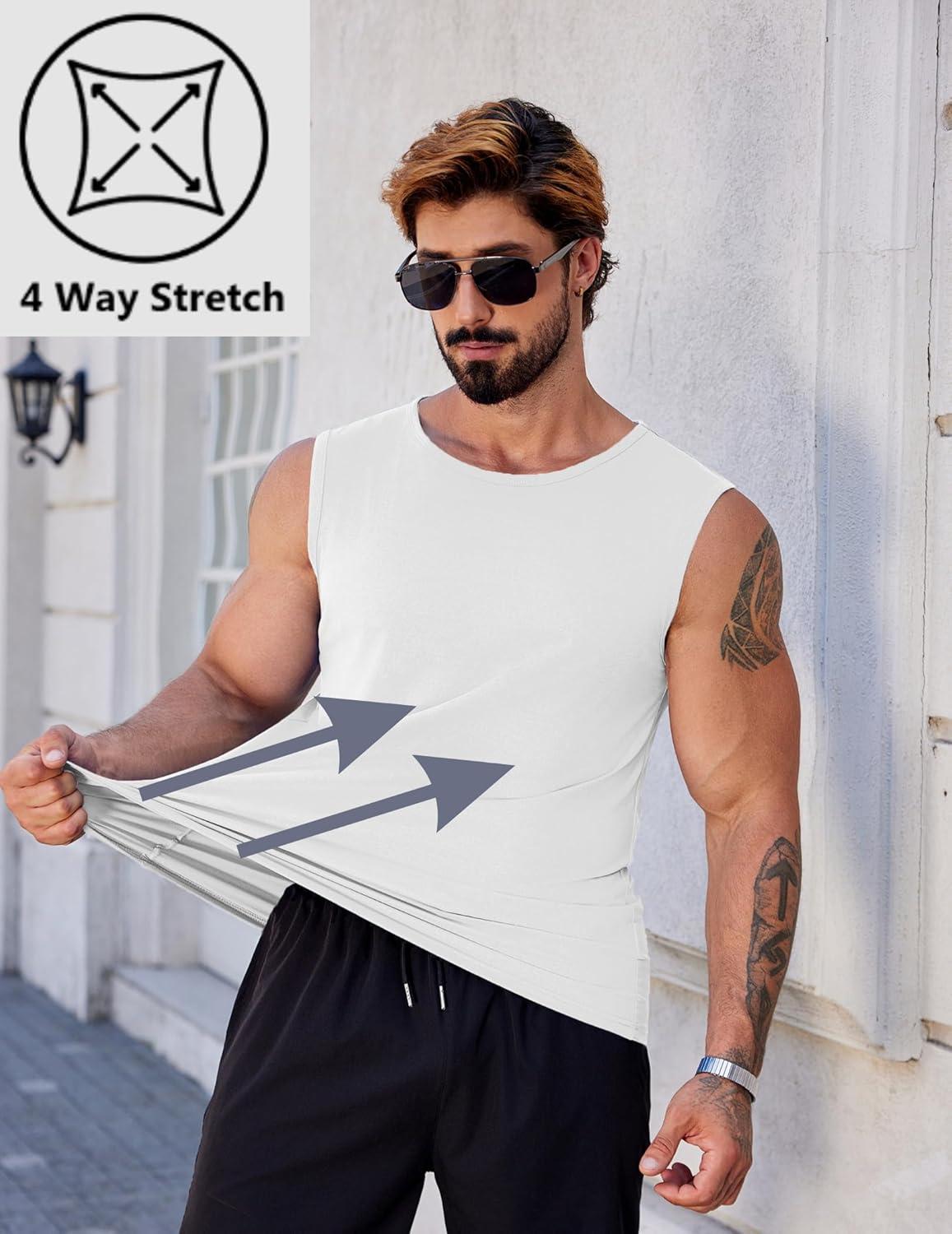 imageCOOFANDY Mens Workout Tank Tops Pack Dry Fit Sleeveless Muscle Gym Shirts Stretch Bodybuilding TeeWhite