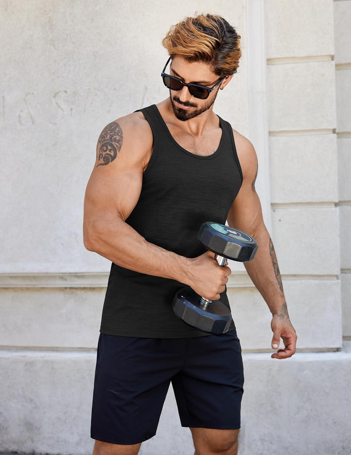 imageCOOFANDY Mens Workout Tank Tops Pack Dry Fit Sleeveless Running Shirts Gym Muscle Bodybuilding T ShirtsBlack