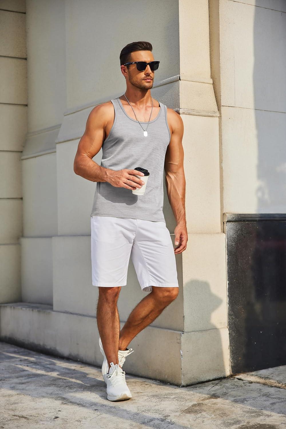 imageCOOFANDY Mens Workout Tank Tops Pack Dry Fit Sleeveless Running Shirts Gym Muscle Bodybuilding T ShirtsBlackGreyArmy Green
