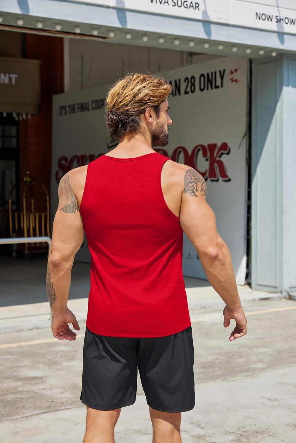 imageCOOFANDY Mens Workout Tank Tops Pack Dry Fit Sleeveless Running Shirts Gym Muscle Bodybuilding T ShirtsBlackRedRoyal Blue