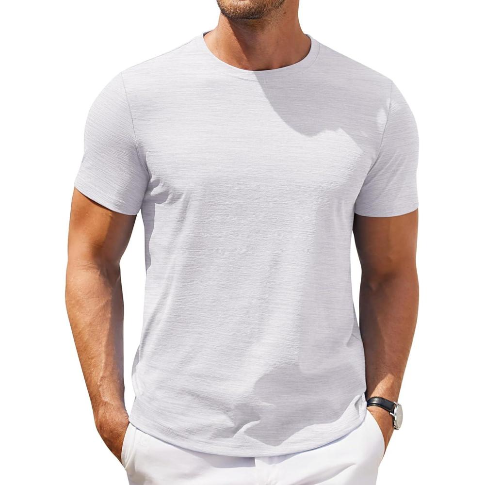 imageCOOFANDY Mens Crew Neck T Shirt Short Sleeve Casual Summer Basic Tee Muscle Slim Fit Workout TShirtWhite