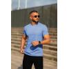 imageCOOFANDY Mens Crew Neck T Shirt Short Sleeve Casual Summer Basic Tee Muscle Slim Fit Workout TShirtLight Blue