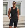 imageCOOFANDY Mens Workout Hooded Tank Tops Sleeveless Gym Hoodies Cotton Muscle Cut Off Shirt Bodybuilding Henley ShirtsBlack