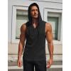 imageCOOFANDY Mens Workout Hooded Tank Tops Sleeveless Gym Hoodies Cotton Muscle Cut Off Shirt Bodybuilding Henley ShirtsBlack