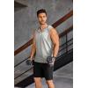 imageCOOFANDY Mens Workout Hooded Tank Tops Sleeveless Gym Hoodies Cotton Muscle Cut Off Shirt Bodybuilding Henley ShirtsLight Grey