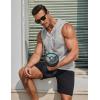 imageCOOFANDY Mens Workout Hooded Tank Tops Sleeveless Gym Hoodies Cotton Muscle Cut Off Shirt Bodybuilding Henley ShirtsLight Grey