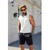 imageCOOFANDY Mens Workout Hooded Tank Tops Sleeveless Muscle Cut Off Shirts Athletic Gym Hoodies for Training FitnessWhite