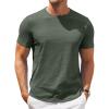 imageCOOFANDY Mens Crew Neck T Shirt Short Sleeve Casual Summer Basic Tee Muscle Slim Fit Workout TShirtArmy Green
