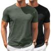 imageCOOFANDY Mens Crew Neck T Shirt Short Sleeve Casual Summer Basic Tee Muscle Slim Fit Workout TShirtBblackArmy Green2 Pack