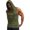 imageCOOFANDY Mens Workout Hooded Tank Tops Sleeveless Gym Hoodies Cotton Muscle Cut Off Shirt Bodybuilding Henley ShirtsArmy Green