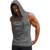 imageCOOFANDY Mens Workout Hooded Tank Tops Sleeveless Gym Hoodies Cotton Muscle Cut Off Shirt Bodybuilding Henley ShirtsDark Grey