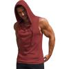 imageCOOFANDY Mens Workout Hooded Tank Tops Sleeveless Gym Hoodies Cotton Muscle Cut Off Shirt Bodybuilding Henley ShirtsWine Red
