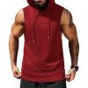 imageCOOFANDY Mens Workout Hooded Tank Tops Sleeveless Muscle Cut Off Shirts Athletic Gym Hoodies for Training FitnessWine Red