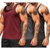 imageCOOFANDY Mens Workout Tank Tops Pack Dry Fit Sleeveless Running Shirts Gym Muscle Bodybuilding T ShirtsBlackDark GreyWine Red