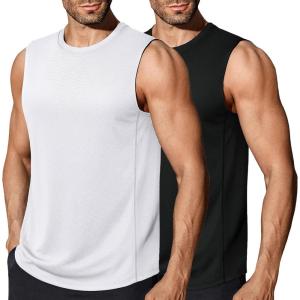 imageCOOFANDY Mens Workout Gym Tank Tops Dry Fit Pack Sleeveless Muscle Shirts Breathable Running TankBlackWhite
