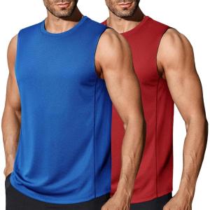 imageCOOFANDY Mens Workout Gym Tank Tops Dry Fit Pack Sleeveless Muscle Shirts Breathable Running TankBlueRed