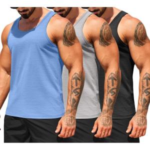 imageCOOFANDY Mens Workout Tank Tops Pack Dry Fit Sleeveless Running Shirts Gym Muscle Bodybuilding T ShirtsBlackGreyBlue