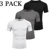 imageCOOFANDY Mens 3 Pack Workout T Shirts Short Sleeve Gym Bodybuilding Muscle Shirt Base Layer Fitness Tee Tops01blackWhiteDark Grey