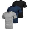 imageCOOFANDY Mens 3 Pack Workout T Shirts Short Sleeve Gym Bodybuilding Muscle Shirt Base Layer Fitness Tee Tops02blackNavy BlueGrey