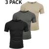 imageCOOFANDY Mens 3 Pack Workout T Shirts Short Sleeve Gym Bodybuilding Muscle Shirt Base Layer Fitness Tee TopsBrownDark GreyBlack