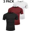 imageCOOFANDY Mens 3 Pack Workout T Shirts Short Sleeve Gym Bodybuilding Muscle Shirt Base Layer Fitness Tee TopsWine RedWhiteBlack