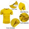 imageCOOFANDY Mens 3 Pack Workout T Shirts Short Sleeve Gym Bodybuilding Muscle Shirt Base Layer Fitness Tee TopsYellowLight BlueOlive Green