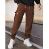 imageCOOFANDY Mens Cargo Joggers Drawstring Jogger Cargo Pants Fashion Tapered Pants with Multi PocketsBrown