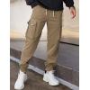 imageCOOFANDY Mens Cargo Joggers Drawstring Jogger Cargo Pants Fashion Tapered Pants with Multi PocketsKhaki